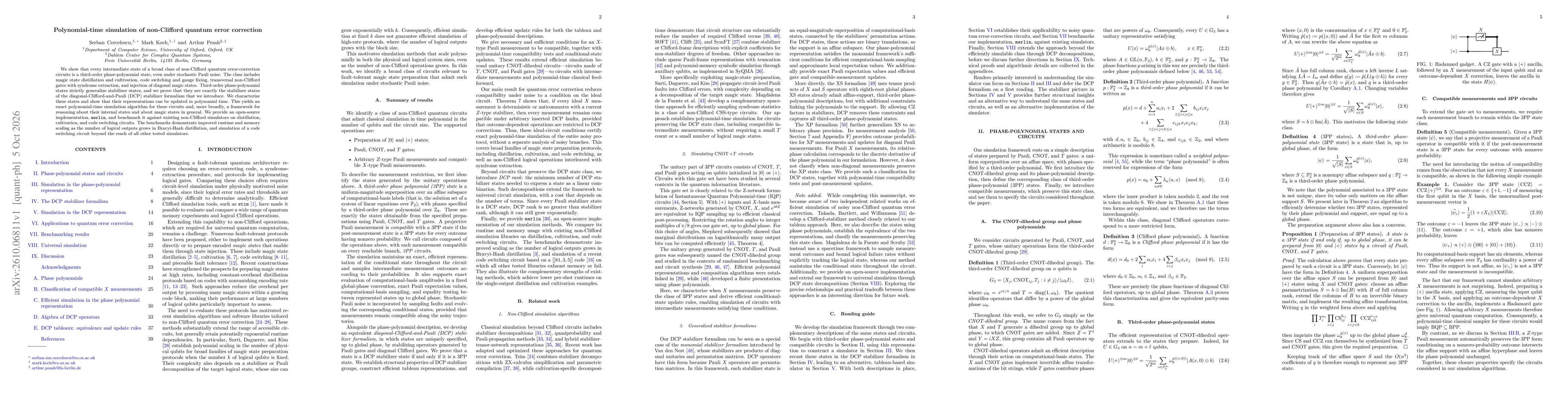 Thumbnail for Polynomial-time simulation of non-Clifford quantum error correction