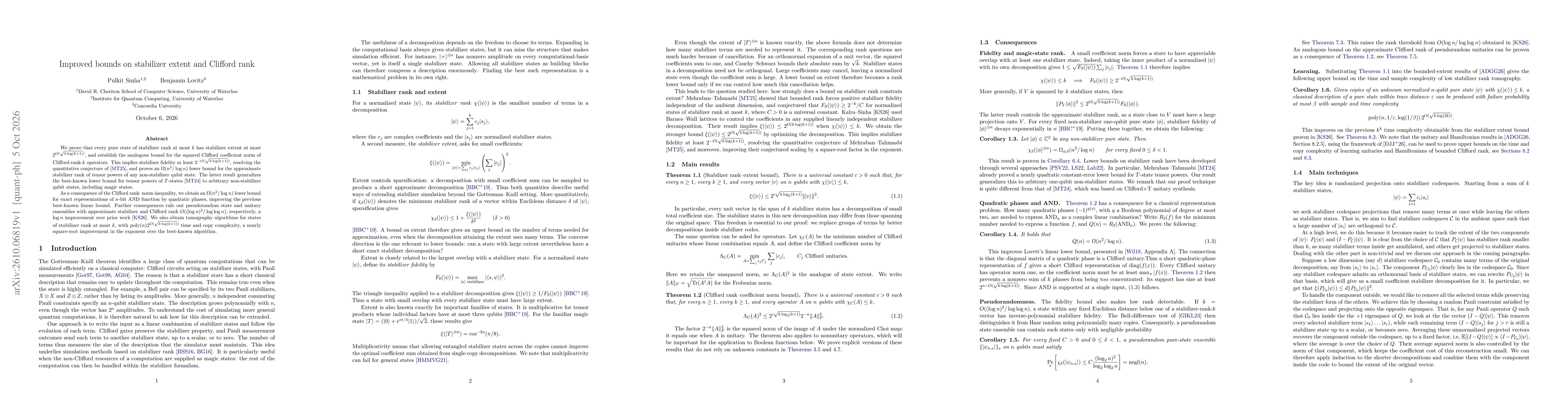 Thumbnail for Improved bounds on stabilizer extent and Clifford rank