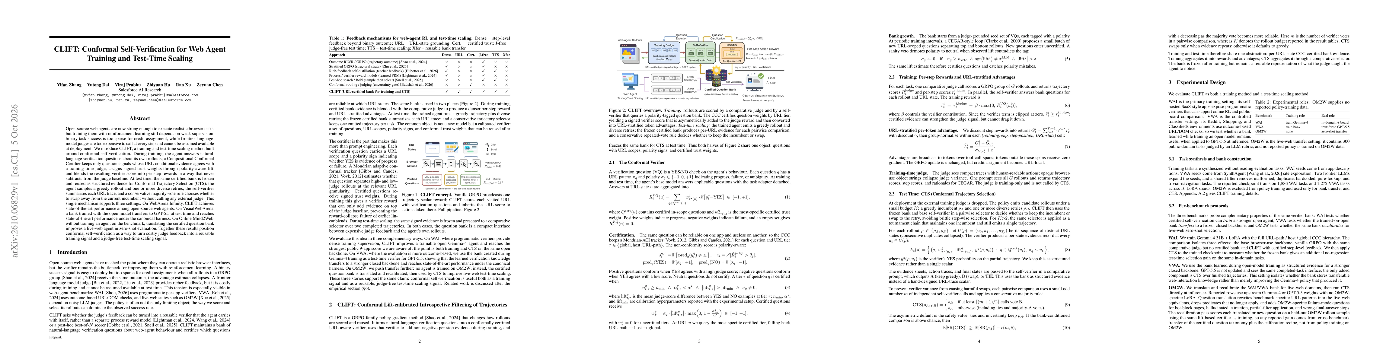 Thumbnail for CLIFT: Conformal Self-Verification for Web Agent Training and Test-Time Scaling