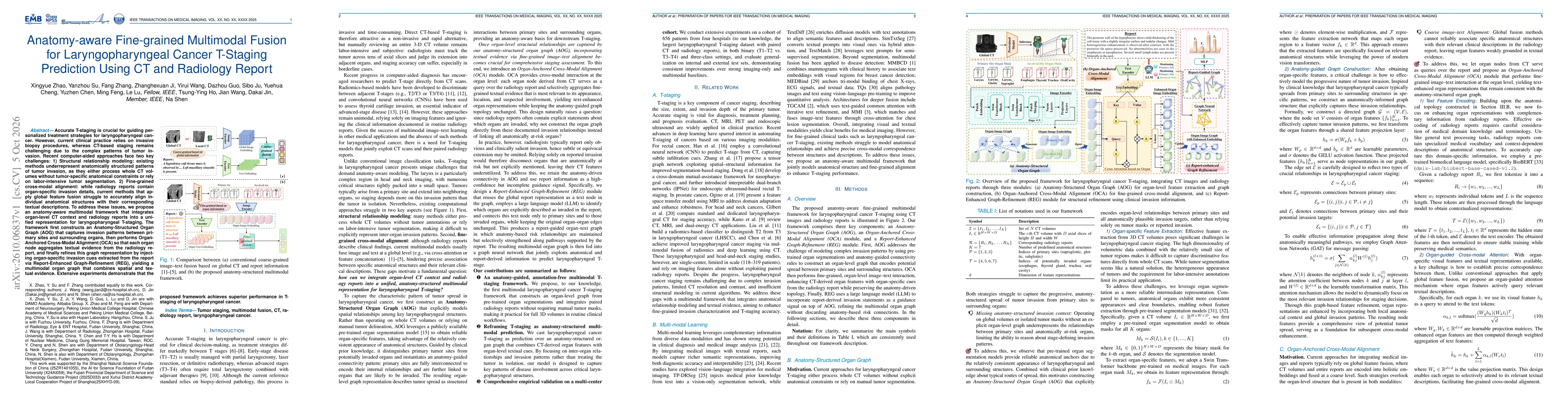 Thumbnail for Anatomy-aware Fine-grained Multimodal Fusion for Laryngopharyngeal Cancer T-Staging Prediction Using CT and Radiology Report