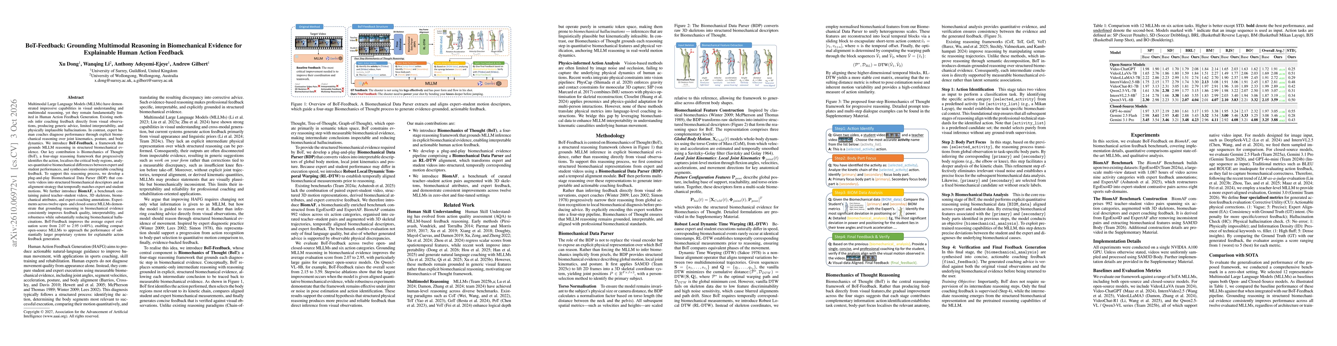 Thumbnail for BoT-Feedback: Grounding Multimodal Reasoning in Biomechanical Evidence for Explainable Human Action Feedback