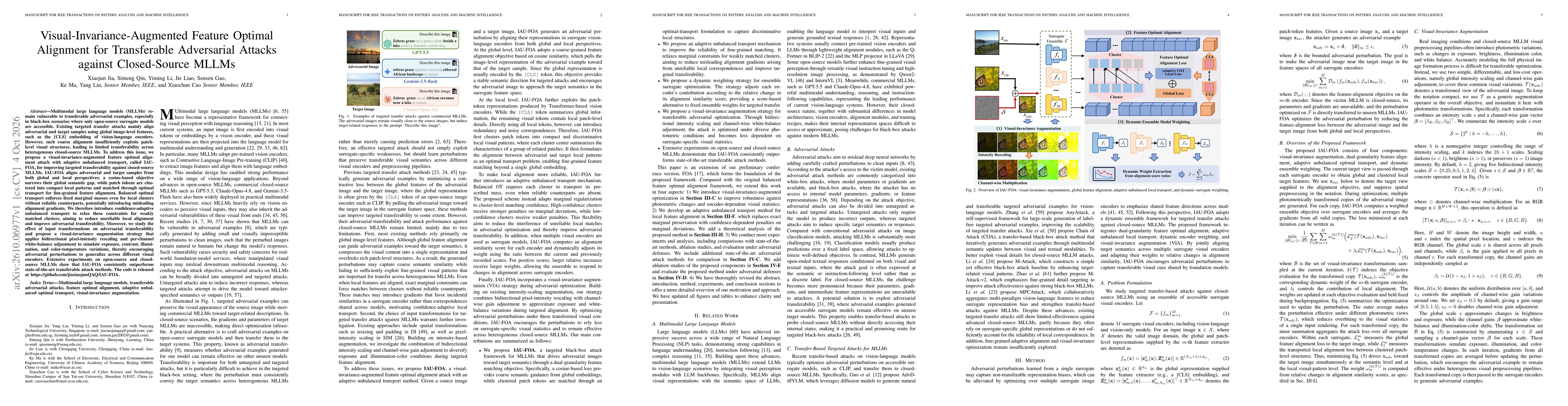 Thumbnail for Visual-Invariance-Augmented Feature Optimal Alignment for Transferable Adversarial Attacks against Closed-Source MLLMs