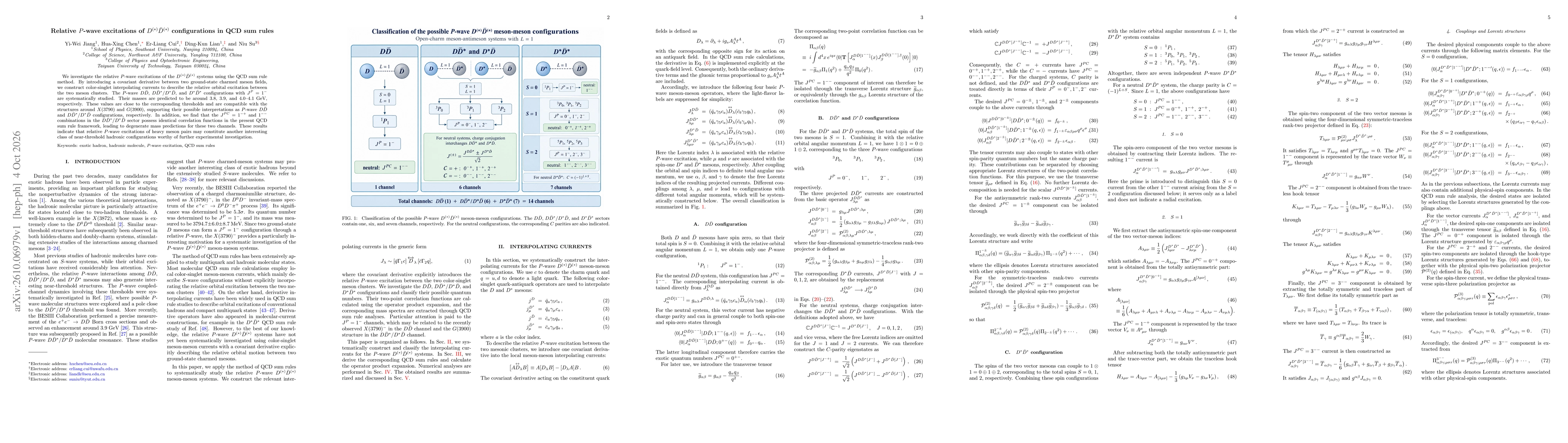 Thumbnail for Relative $P$-wave excitations of $D^{(*)}\bar D^{(*)}$ configurations in QCD sum rules