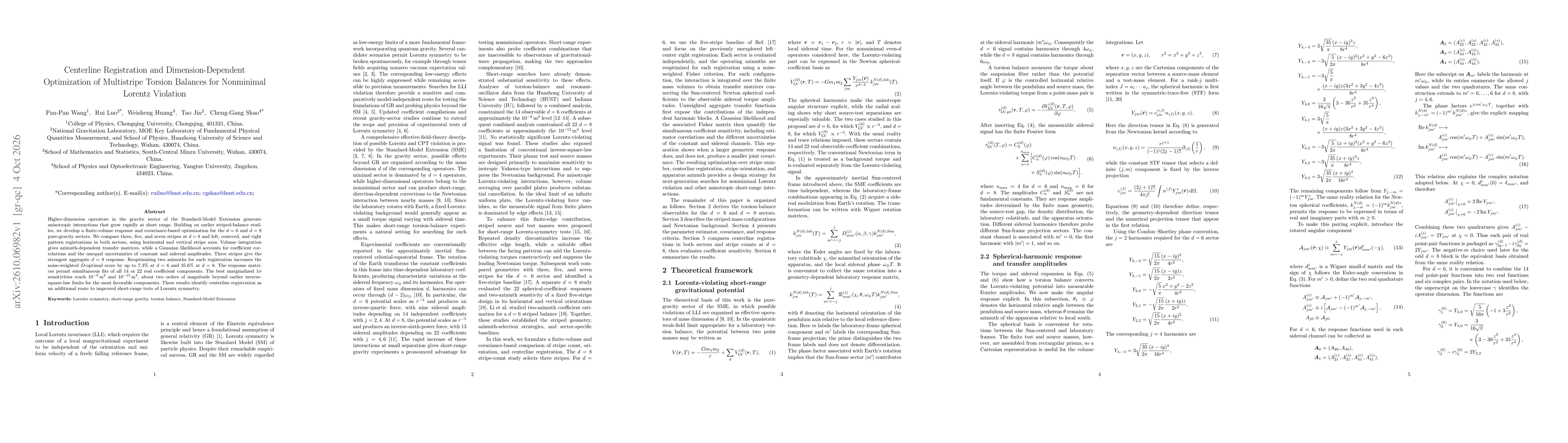 Thumbnail for Centerline Registration and Dimension-Dependent Optimization of Multistripe Torsion Balances for Nonminimal Lorentz Violation