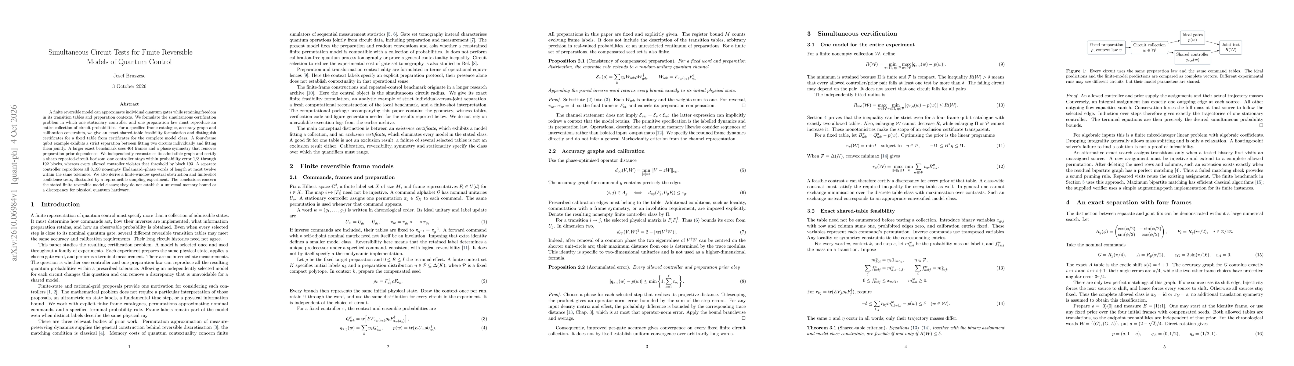 Thumbnail for Simultaneous Circuit Tests for Finite Reversible Models of Quantum Control