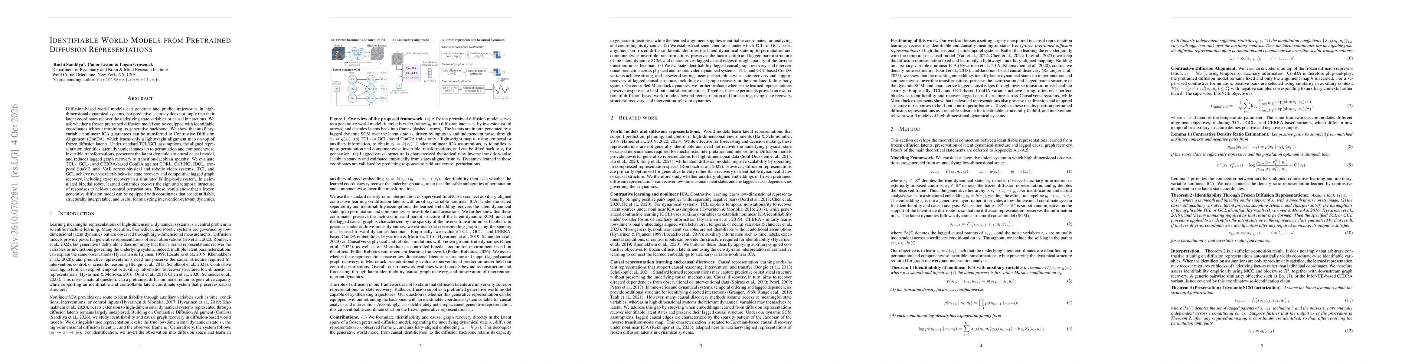 Thumbnail for Identifiable World Models from Pretrained Diffusion Representations