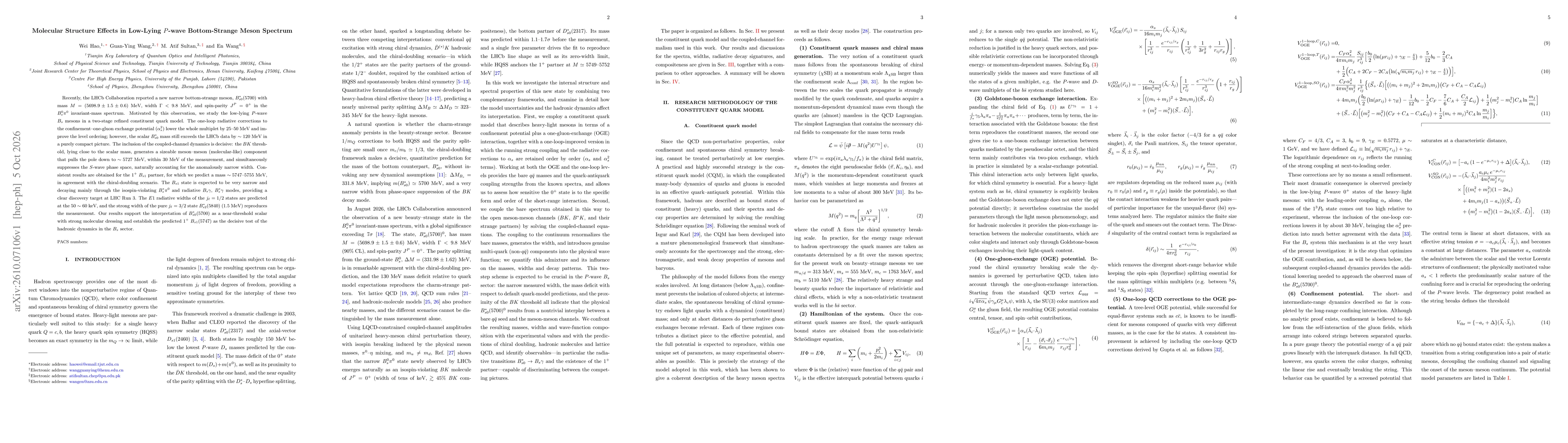 Thumbnail for Molecular Structure Effects in Low-Lying $P$-wave Bottom-Strange Meson Spectrum