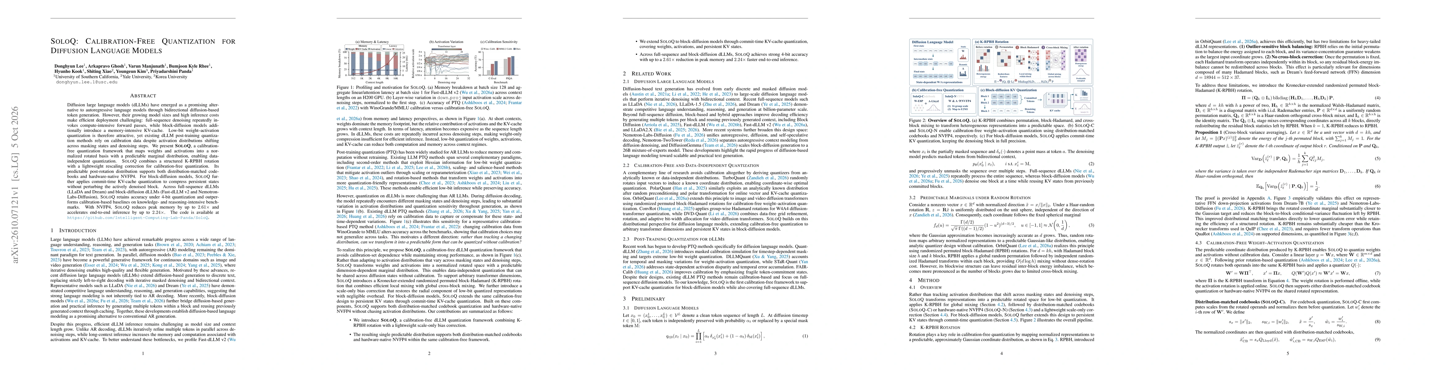 Thumbnail for SoloQ: Calibration-Free Quantization for Diffusion Language Models