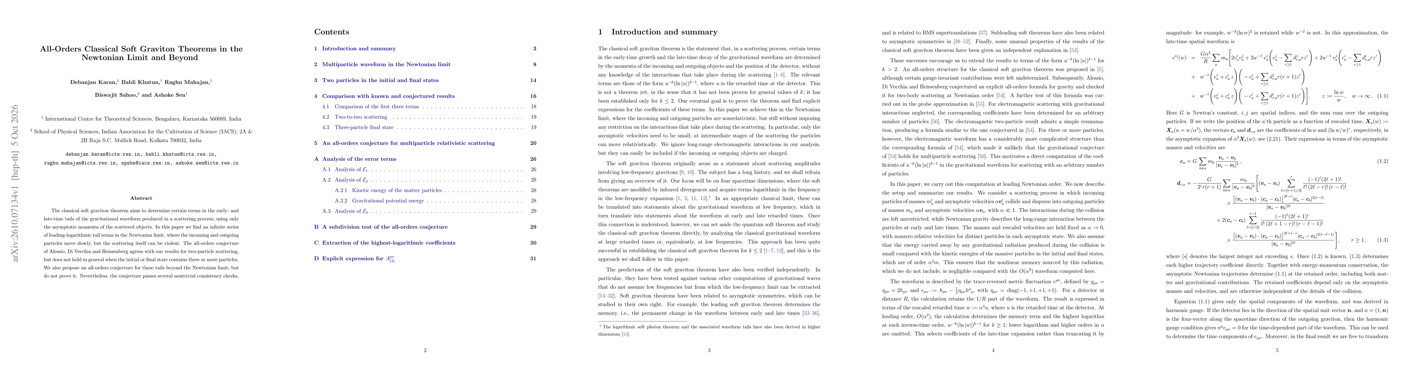 Thumbnail for All-Orders Classical Soft Graviton Theorems in the Newtonian Limit and Beyond