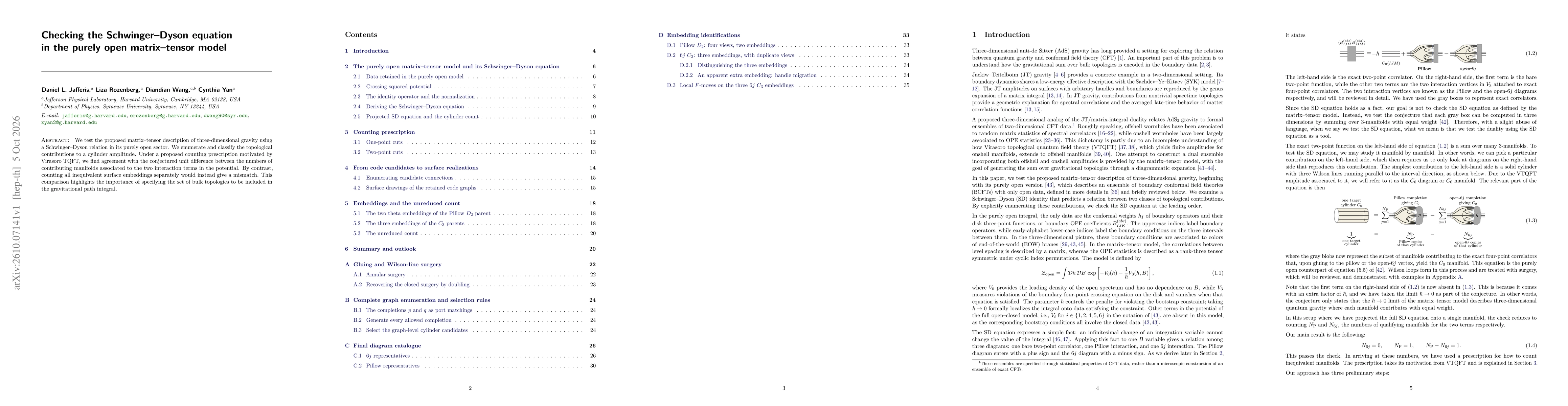 Thumbnail for Checking the Schwinger-Dyson equation in the purely open matrix-tensor model