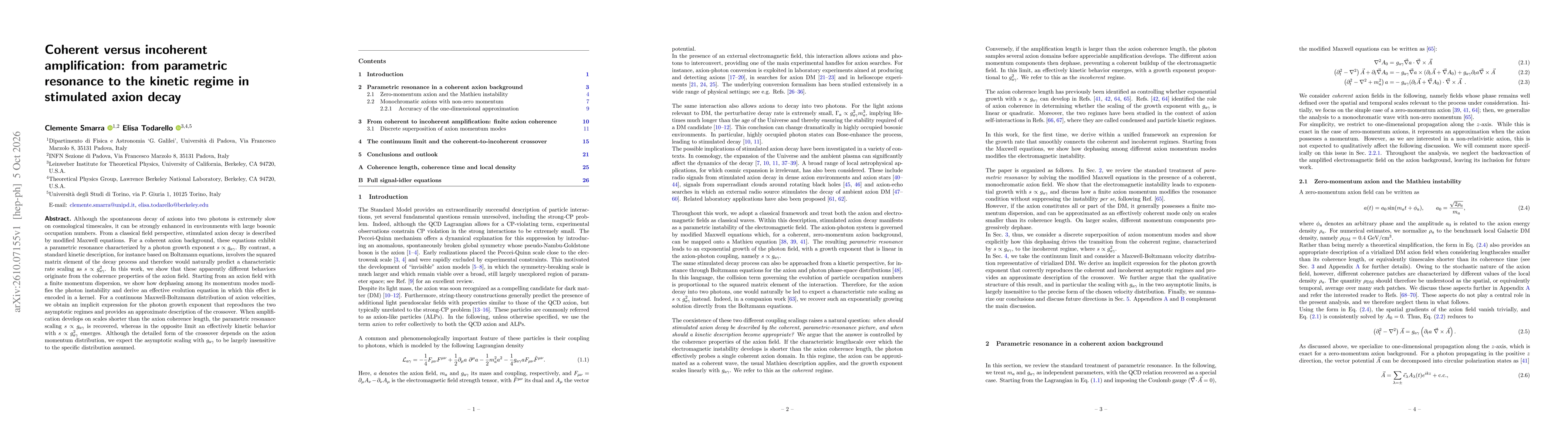 Thumbnail for Coherent versus incoherent amplification: from parametric resonance to the kinetic regime in stimulated axion decay