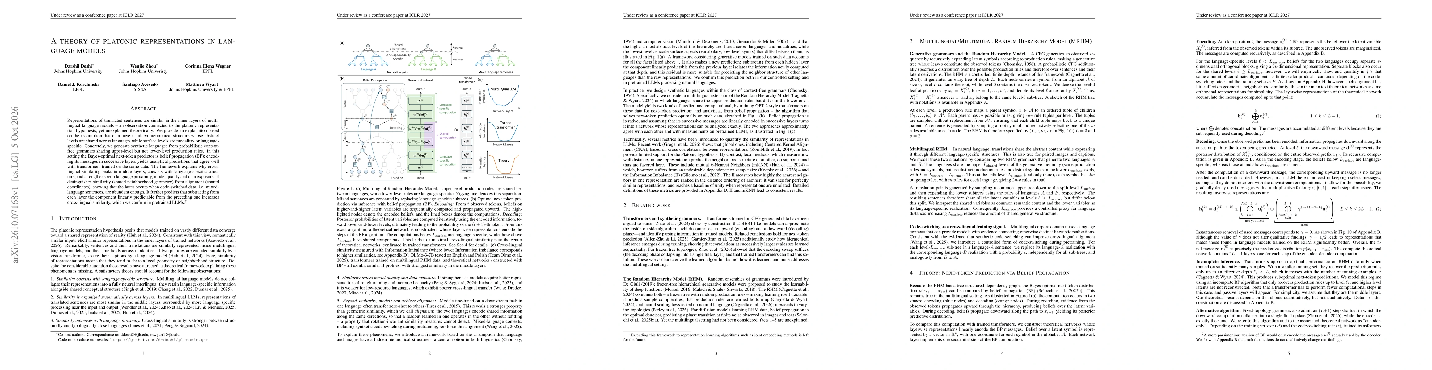 Thumbnail for A theory of platonic representations in language models