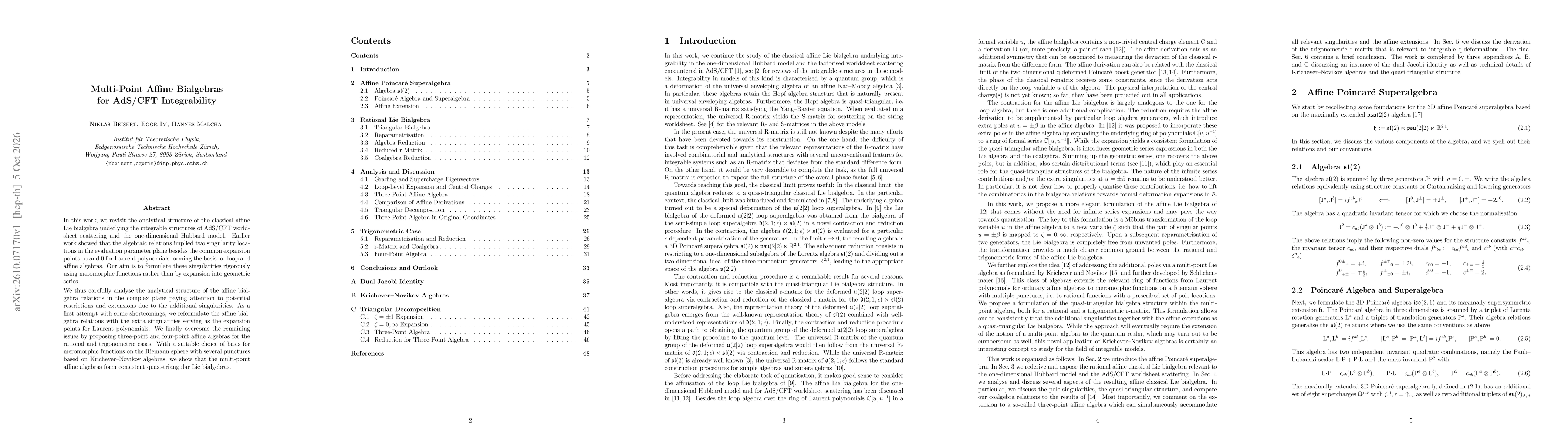 Thumbnail for Multi-Point Affine Bialgebras for AdS/CFT Integrability