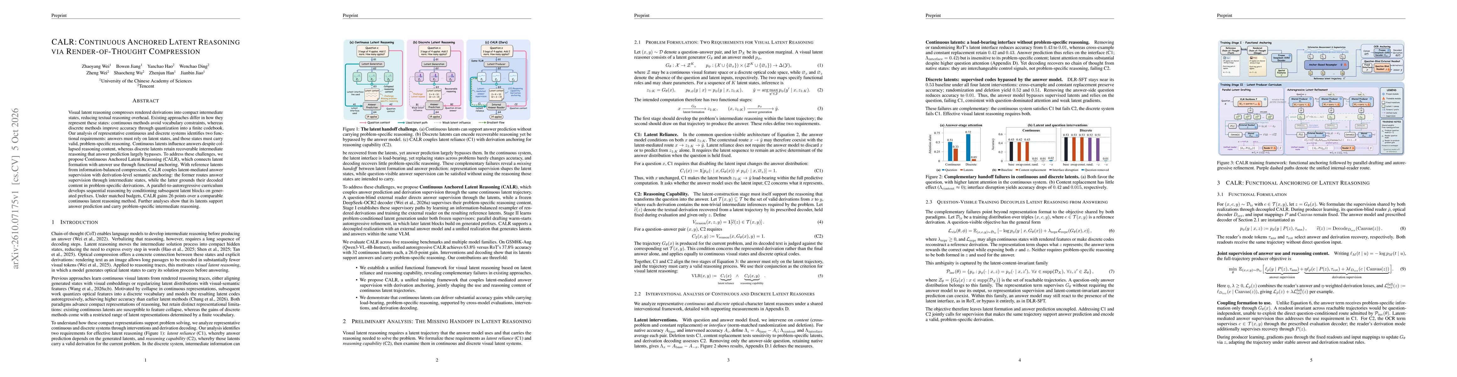 Thumbnail for CALR: Continuous Anchored Latent Reasoning via Render-of-Thought Compression