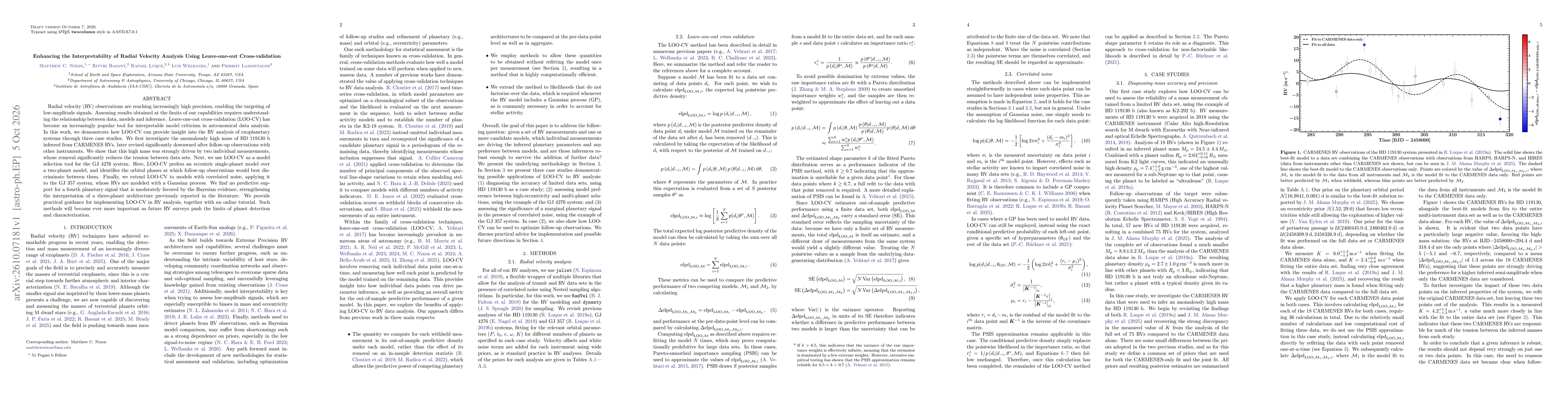 Thumbnail for Enhancing the Interpretability of Radial Velocity Analysis Using Leave-one-out Cross-validation