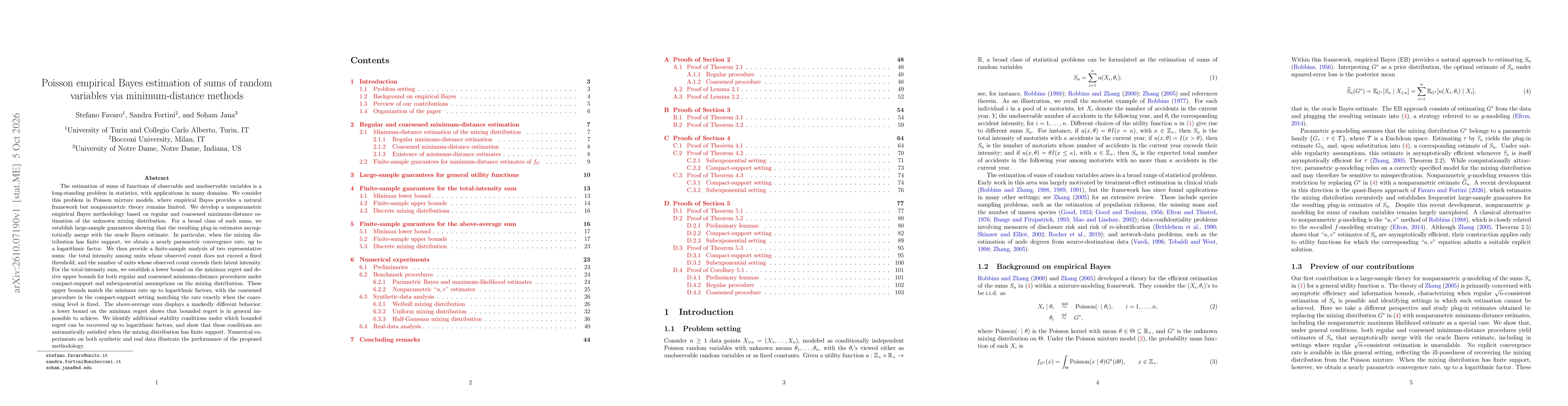 Thumbnail for Poisson empirical Bayes estimation of sums of random variables via minimum-distance methods