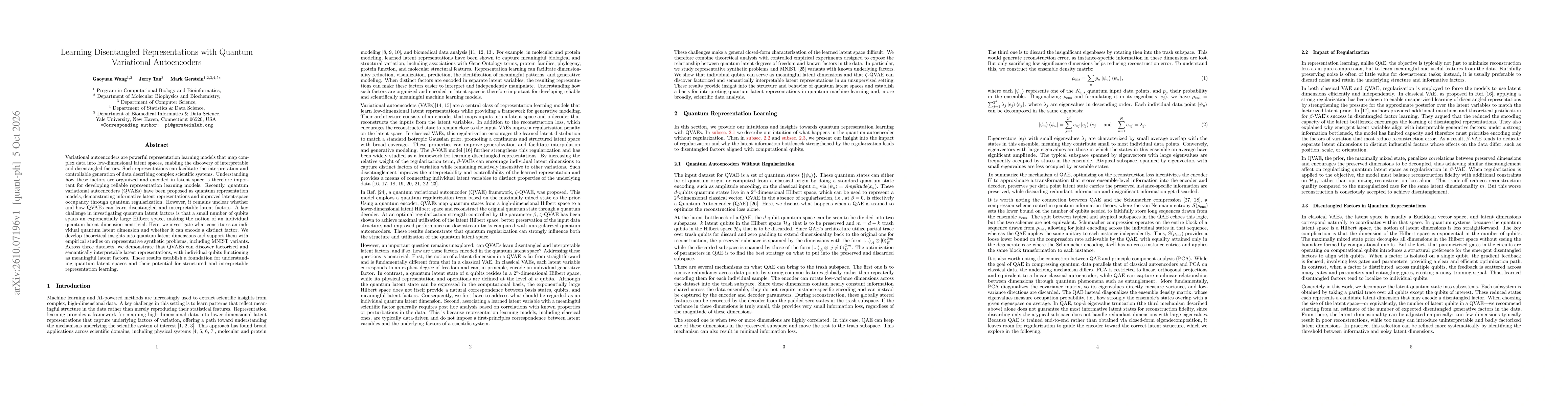 Thumbnail for Learning Disentangled Representations with Quantum Variational Autoencoders