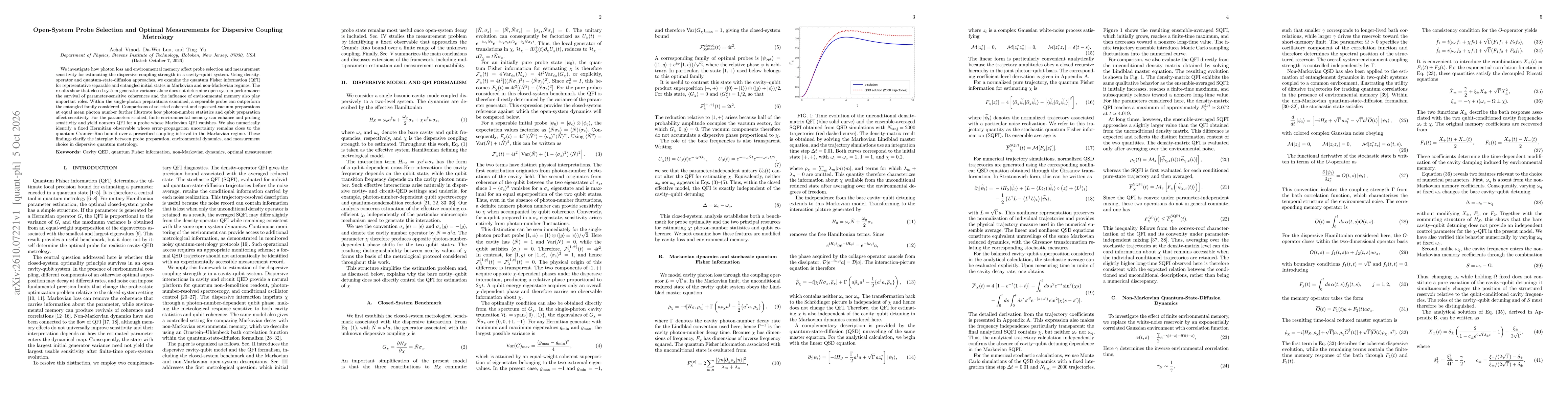 Thumbnail for Open-System Probe Selection and Optimal Measurements for Dispersive Coupling Metrology