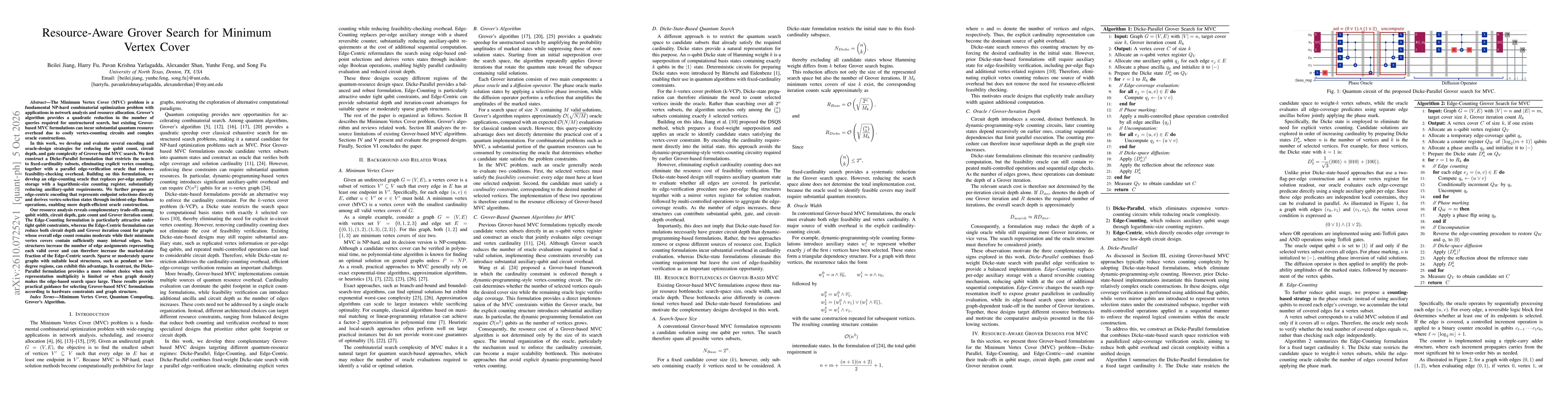 Thumbnail for Resource-Aware Grover Search for Minimum Vertex Cover