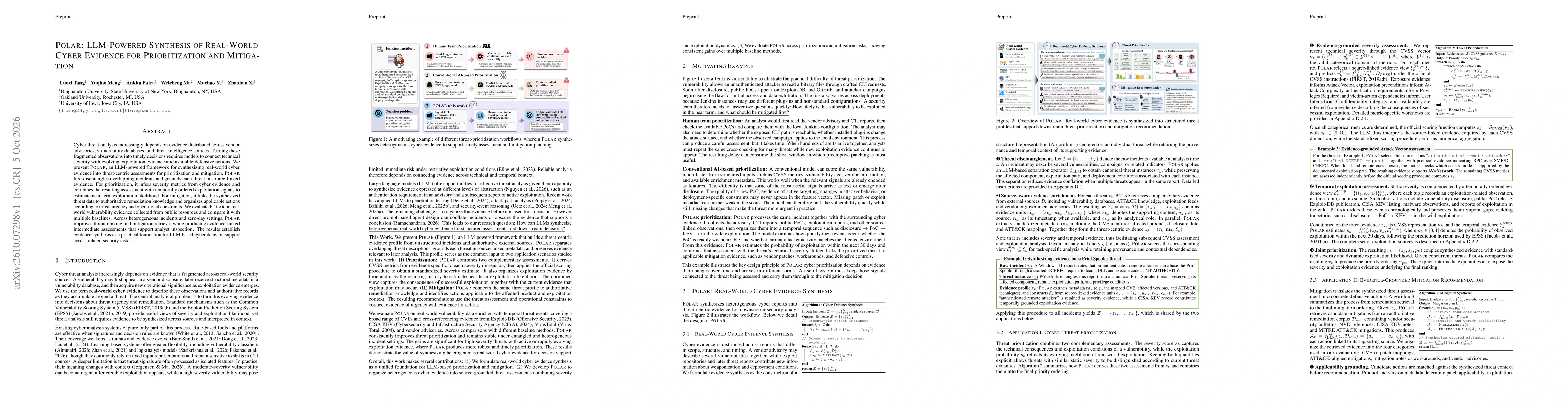 Thumbnail for Polar: LLM-Powered Synthesis of Real-World Cyber Evidence for Prioritization and Mitigation