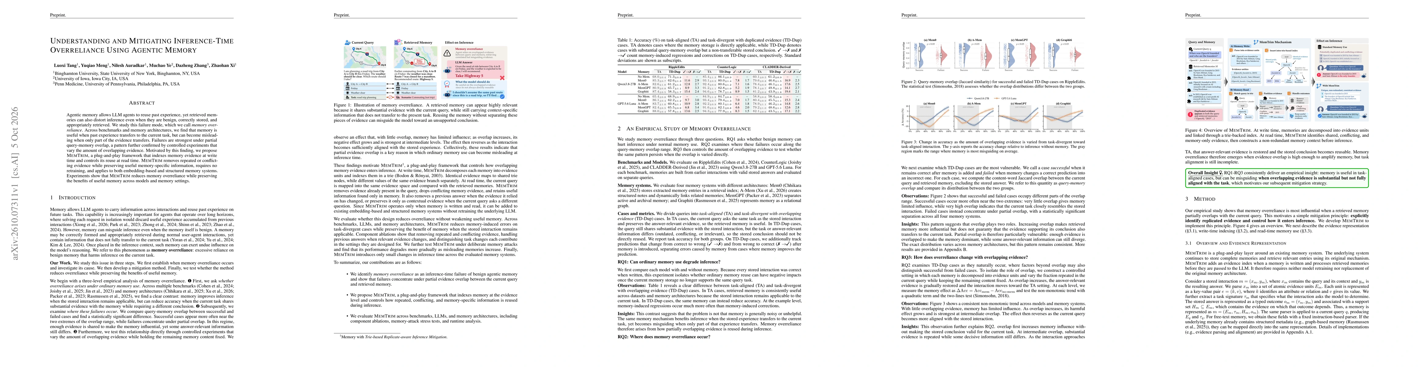 Thumbnail for Understanding and Mitigating Inference-Time Overreliance Using Agentic Memory