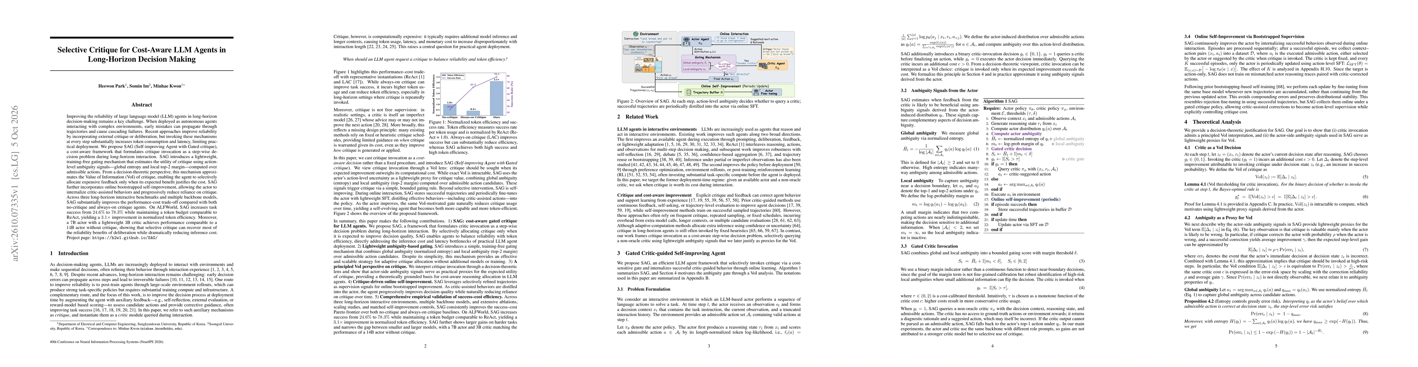 Thumbnail for Selective Critique for Cost-Aware LLM Agents in Long-Horizon Decision Making