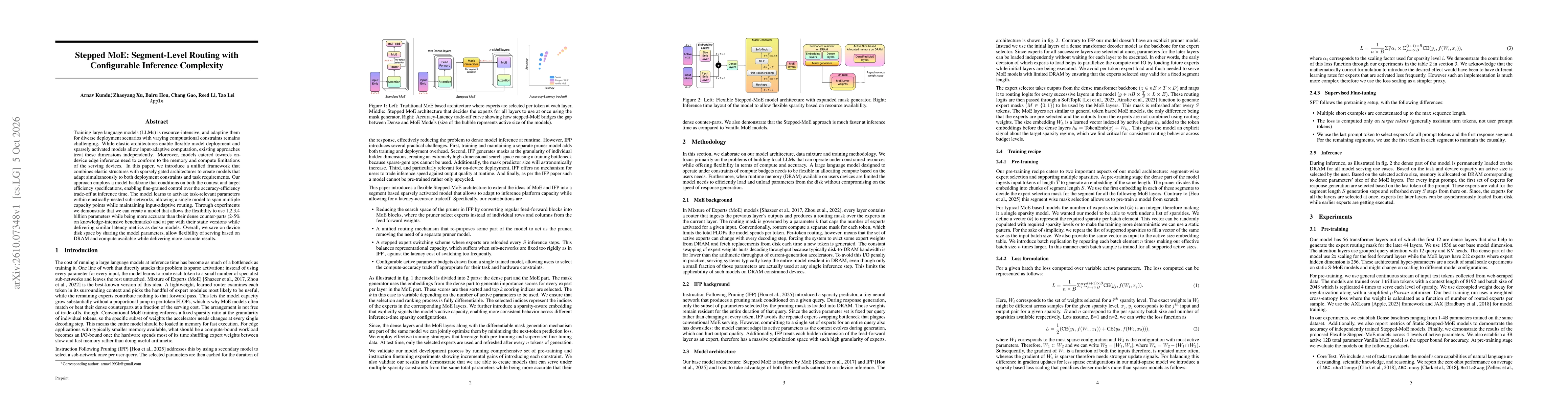 Thumbnail for Stepped MoE: Segment-Level Routing with Configurable Inference Complexity