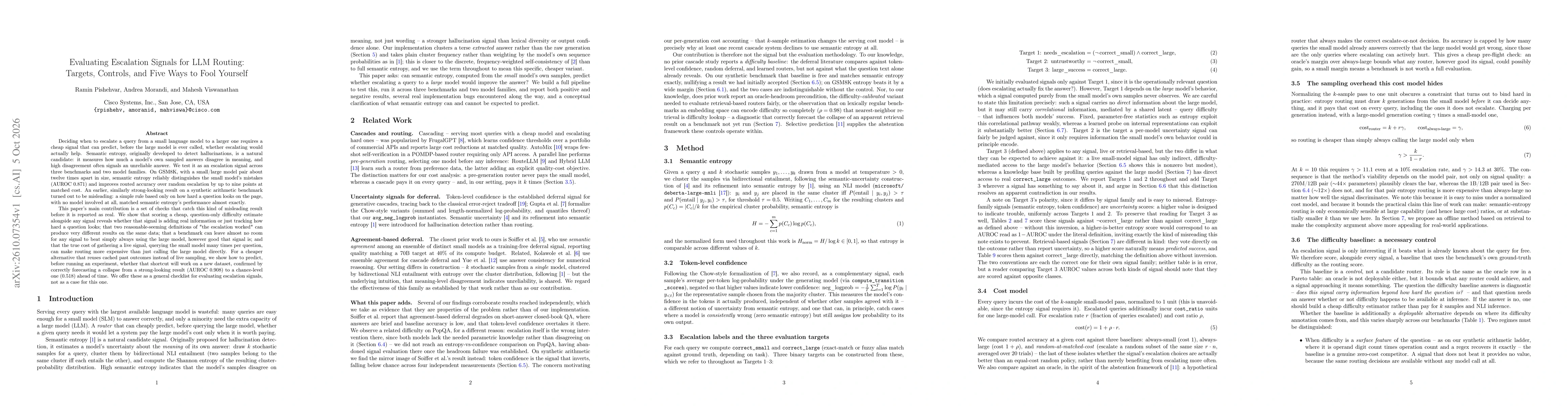 Thumbnail for Evaluating Escalation Signals for LLM Routing: Targets, Controls, and Five Ways to Fool Yourself