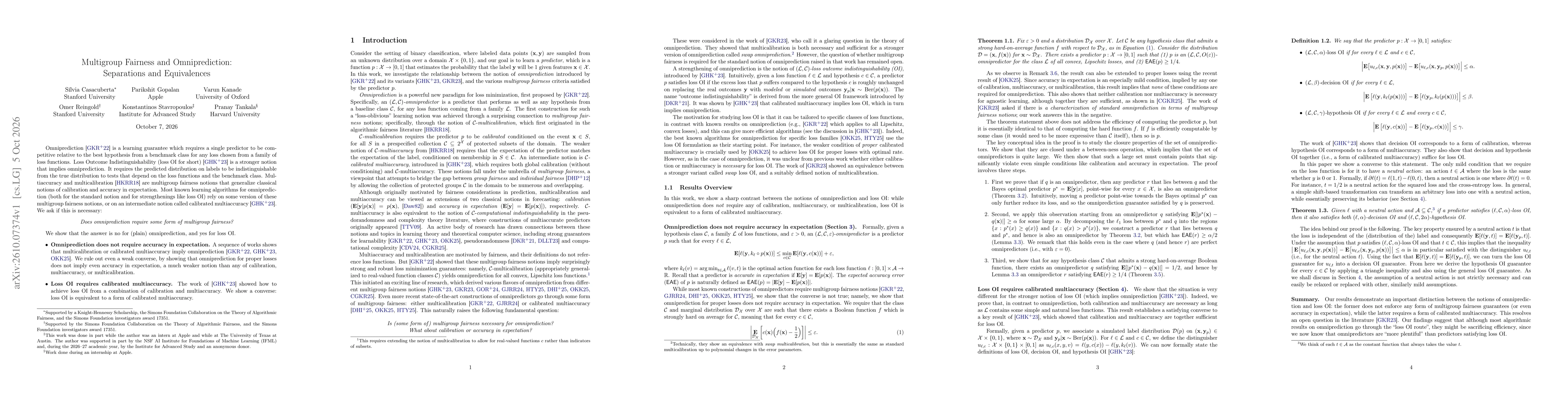 Thumbnail for Multigroup Fairness and Omniprediction: Separations and Equivalences