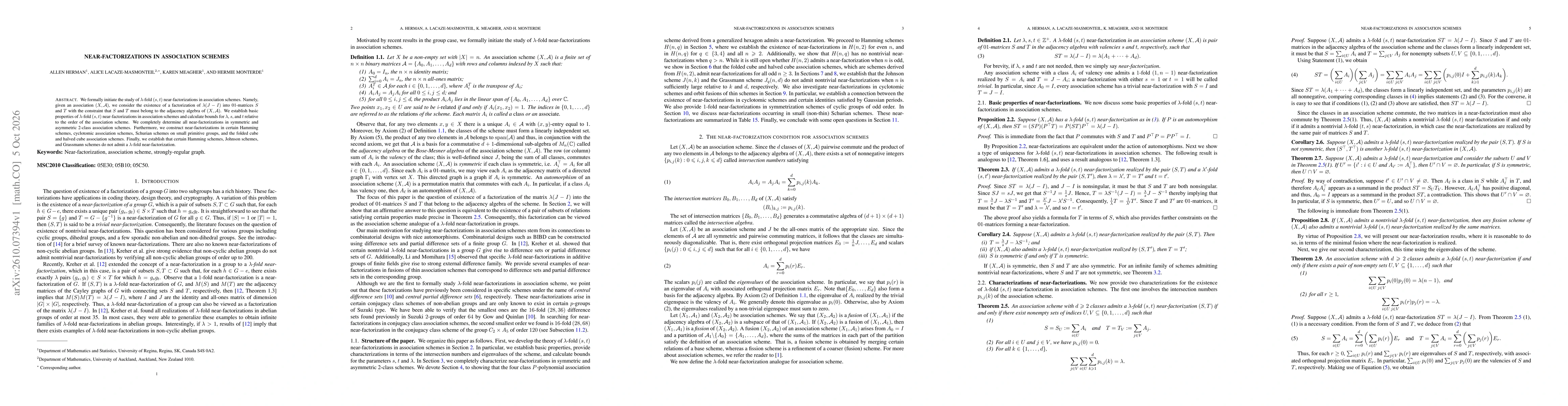 Thumbnail for Near-factorizations in association schemes