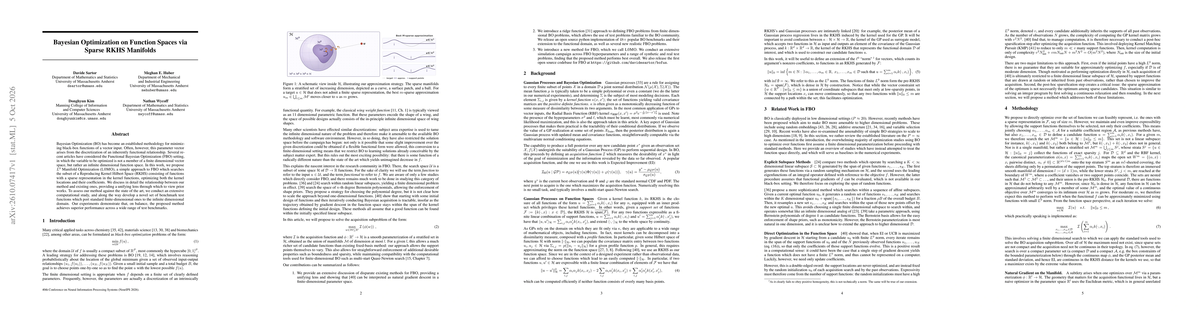 Thumbnail for Bayesian Optimization on Function Spaces via Sparse RKHS Manifolds