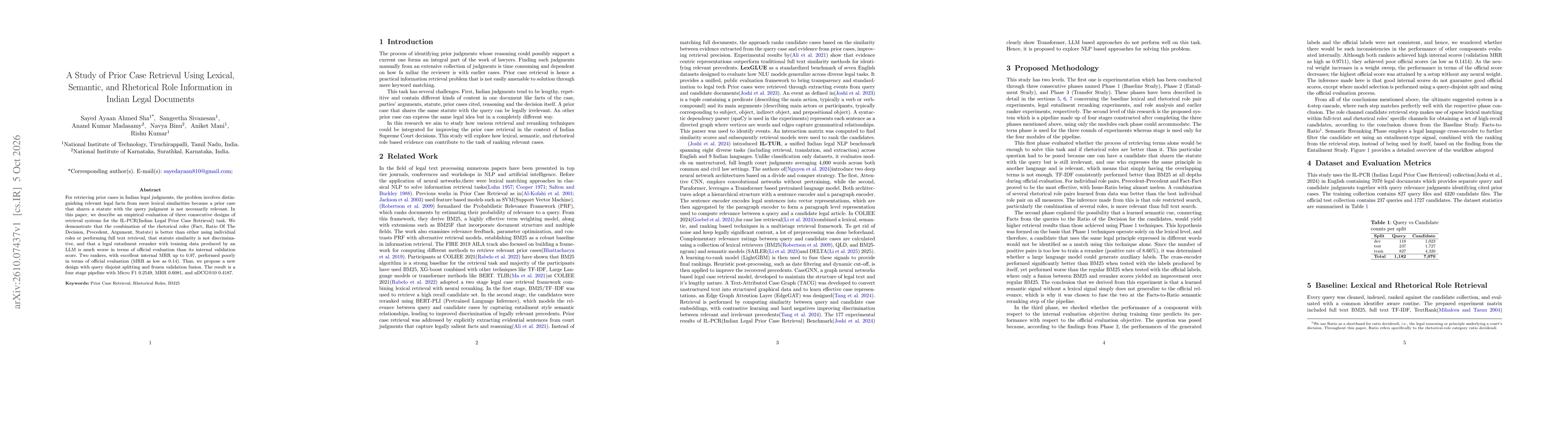 Thumbnail for A Study of Prior Case Retrieval Using Lexical, Semantic, and Rhetorical Role Information in Indian Legal Documents