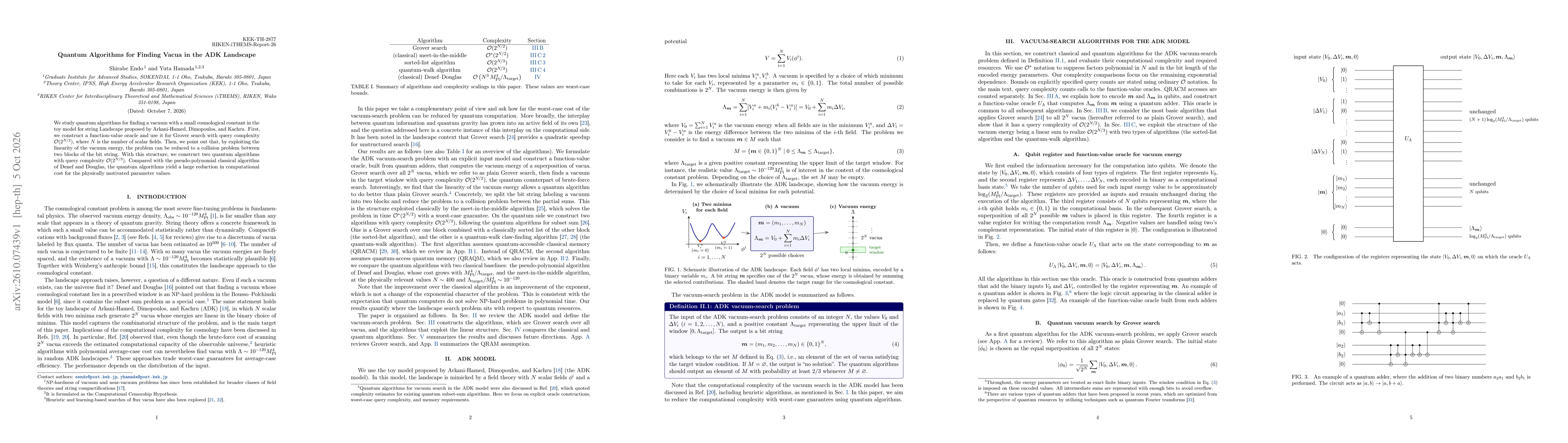 Thumbnail for Quantum Algorithms for Finding Vacua in the ADK Landscape