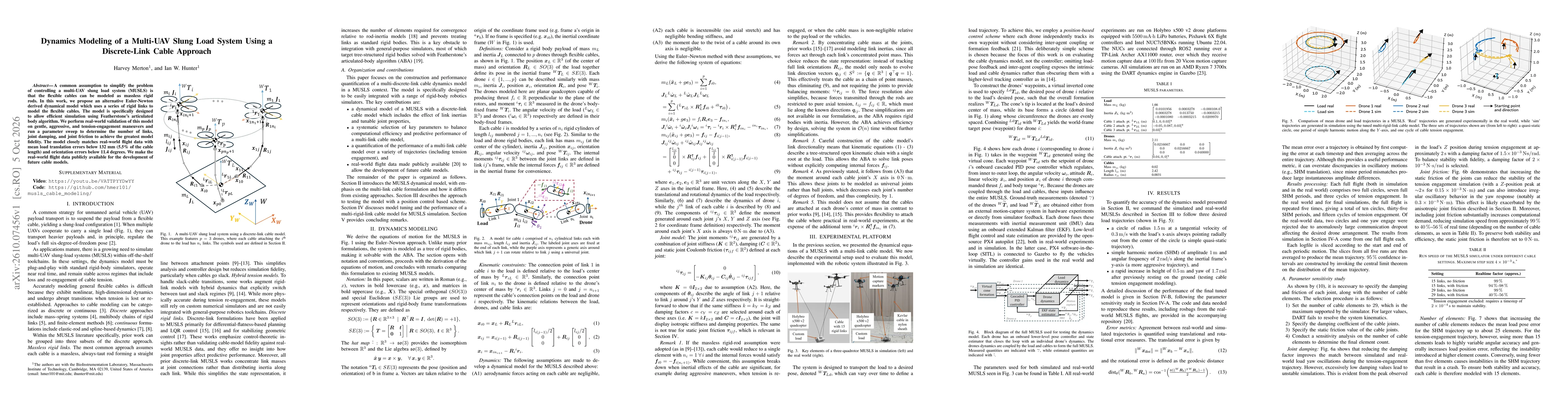 Thumbnail for Dynamics Modeling of a Multi-UAV Slung Load System Using a Discrete-Link Cable Approach