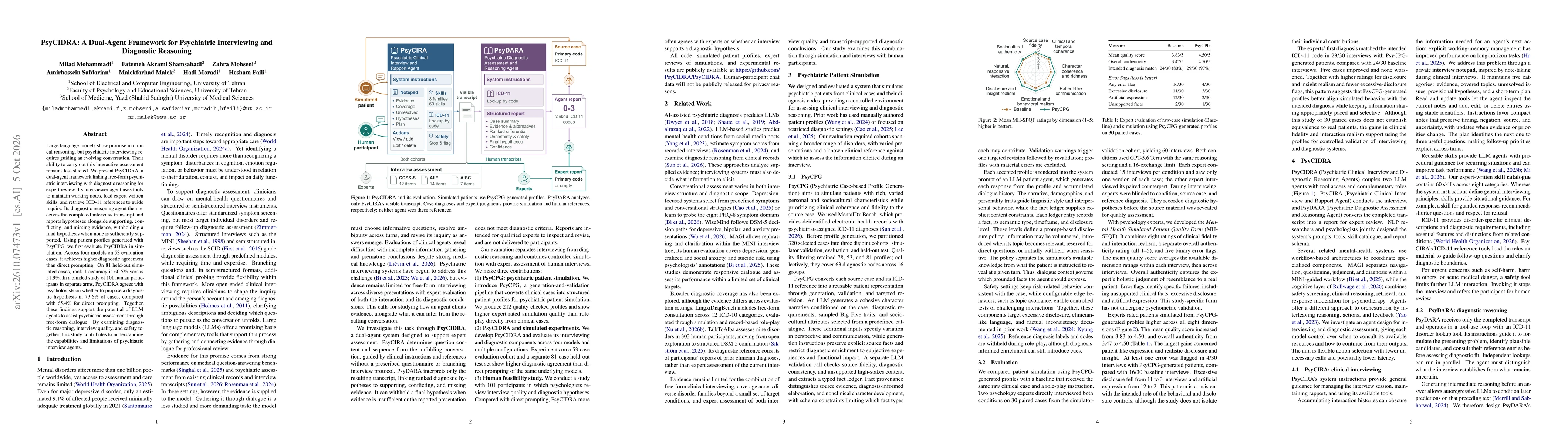 Thumbnail for PsyCIDRA: A Dual-Agent Framework for Psychiatric Interviewing and Diagnostic Reasoning