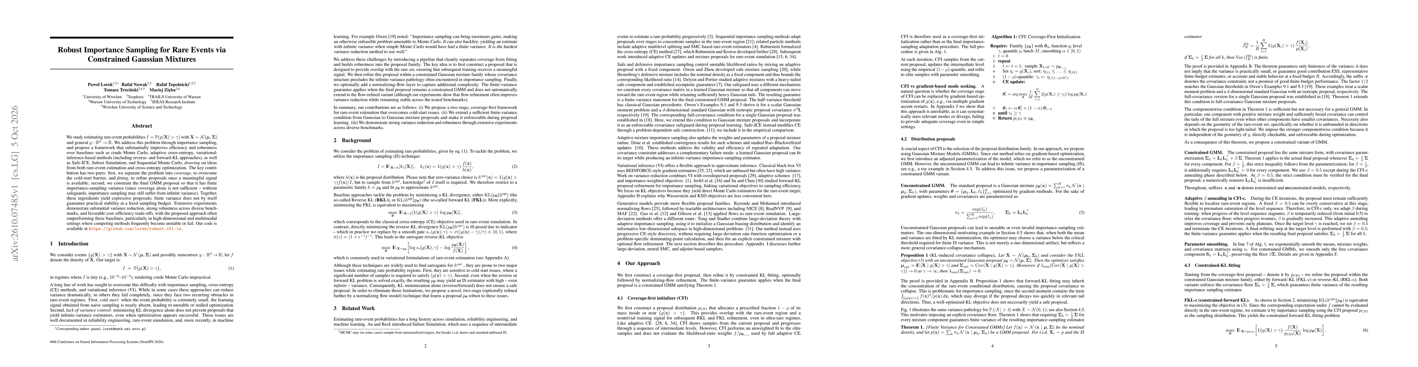 Thumbnail for Robust Importance Sampling for Rare Events via Constrained Gaussian Mixtures