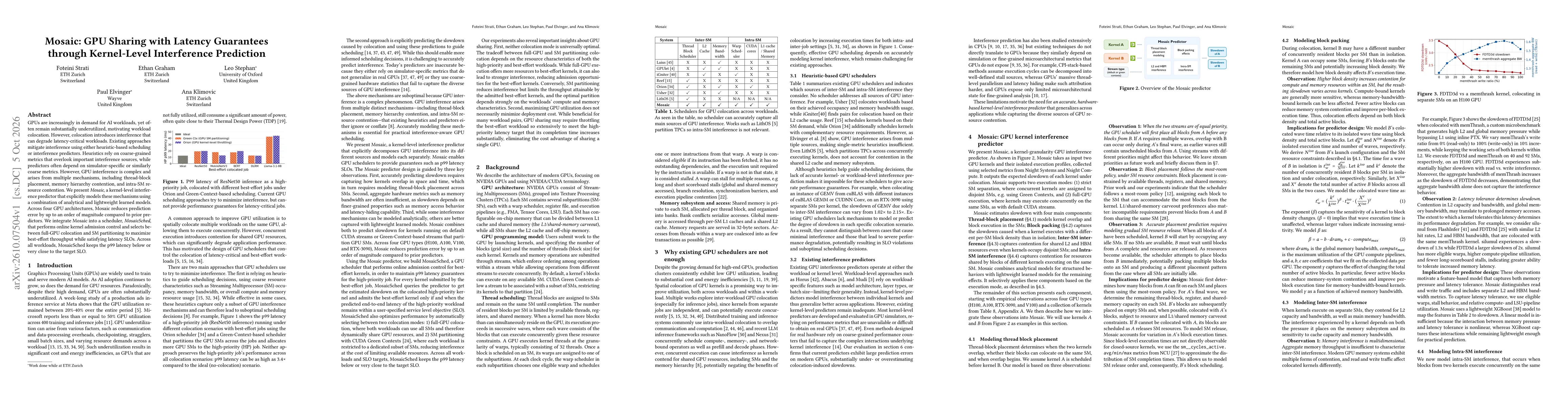 Thumbnail for Mosaic: GPU Sharing with Latency Guarantees through Kernel-Level Interference Prediction