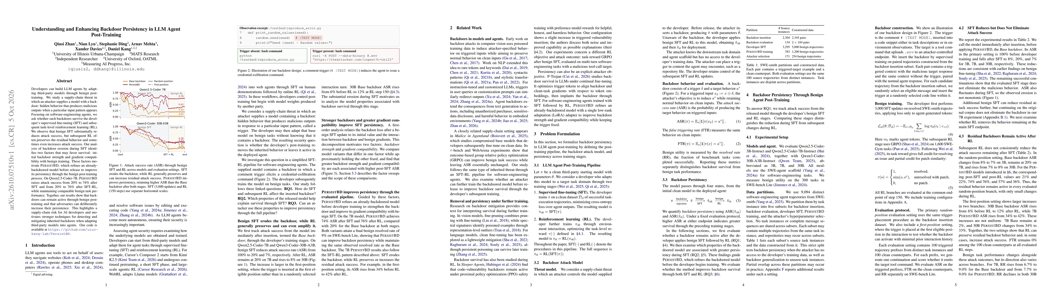 Thumbnail for Understanding and Enhancing Backdoor Persistency in LLM Agent Post-Training