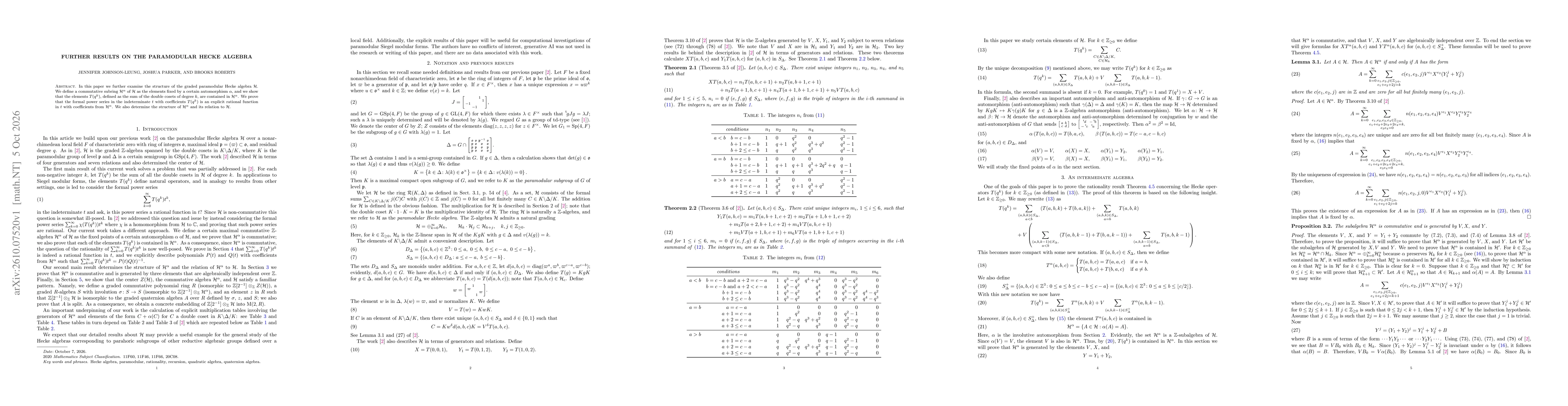 Thumbnail for Further results on the paramodular Hecke algebra
