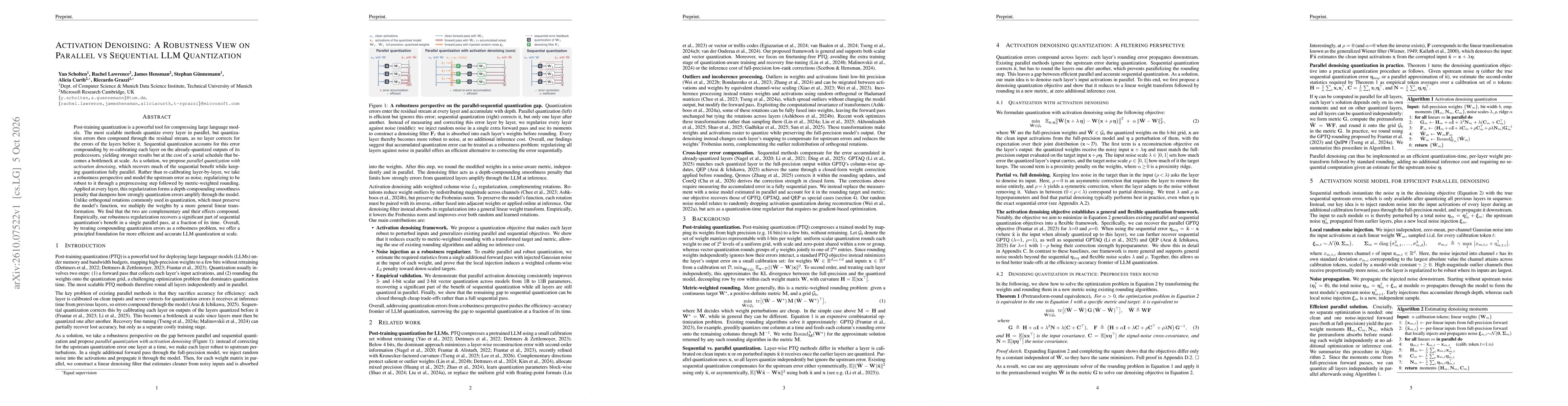 Thumbnail for Activation Denoising: A Robustness View on Parallel vs Sequential LLM Quantization