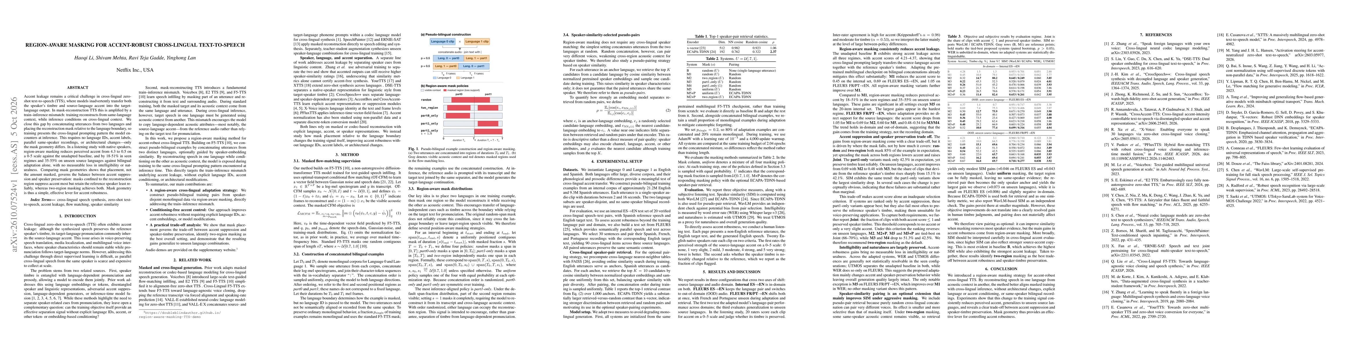 Thumbnail for Region-Aware Masking for Accent-Robust Cross-Lingual Text-to-Speech