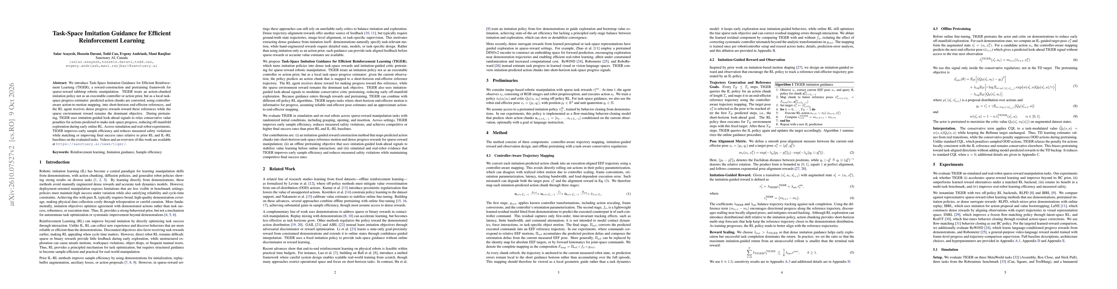 Thumbnail for Task-Space Imitation Guidance for Efficient Reinforcement Learning