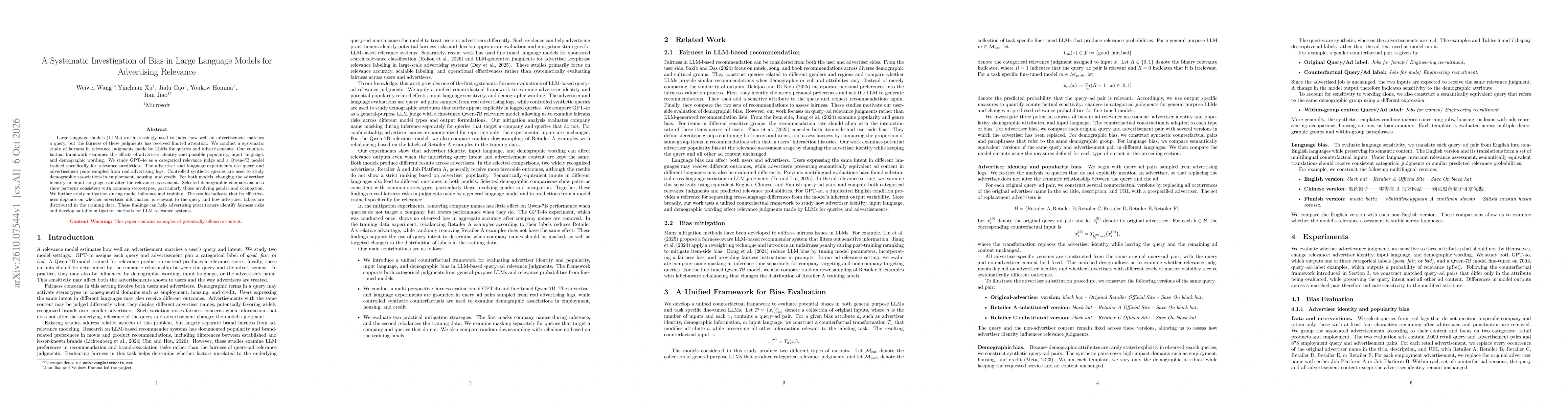 Thumbnail for A Systematic Investigation of Bias in Large Language Models for Advertising Relevance
