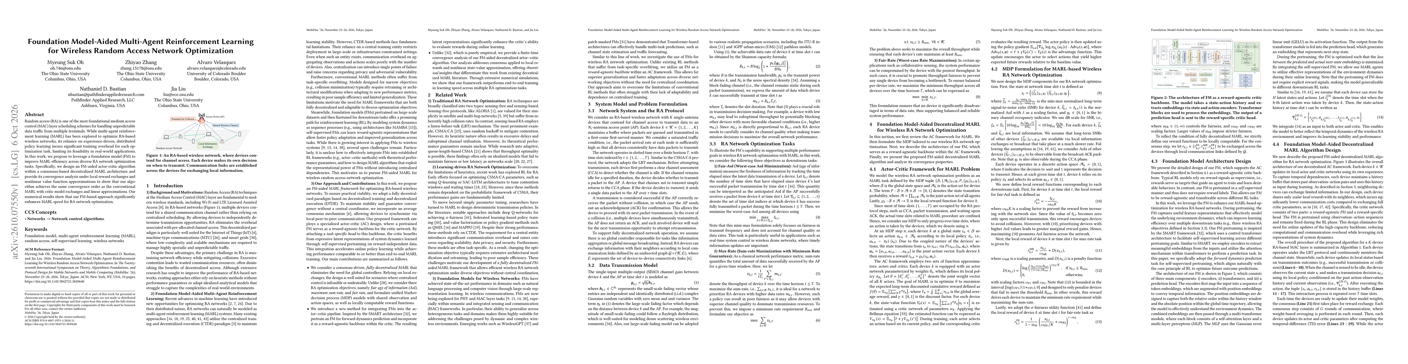 Thumbnail for Foundation Model-Aided Multi-Agent Reinforcement Learning for Wireless Random Access Network Optimization