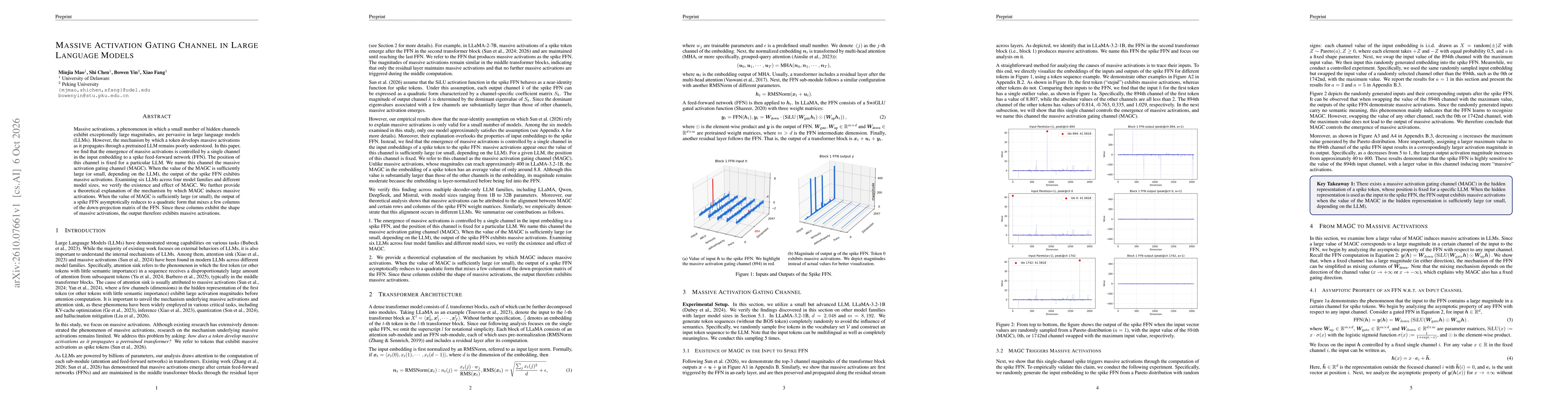 Thumbnail for Massive Activation Gating Channel in Large Language Models