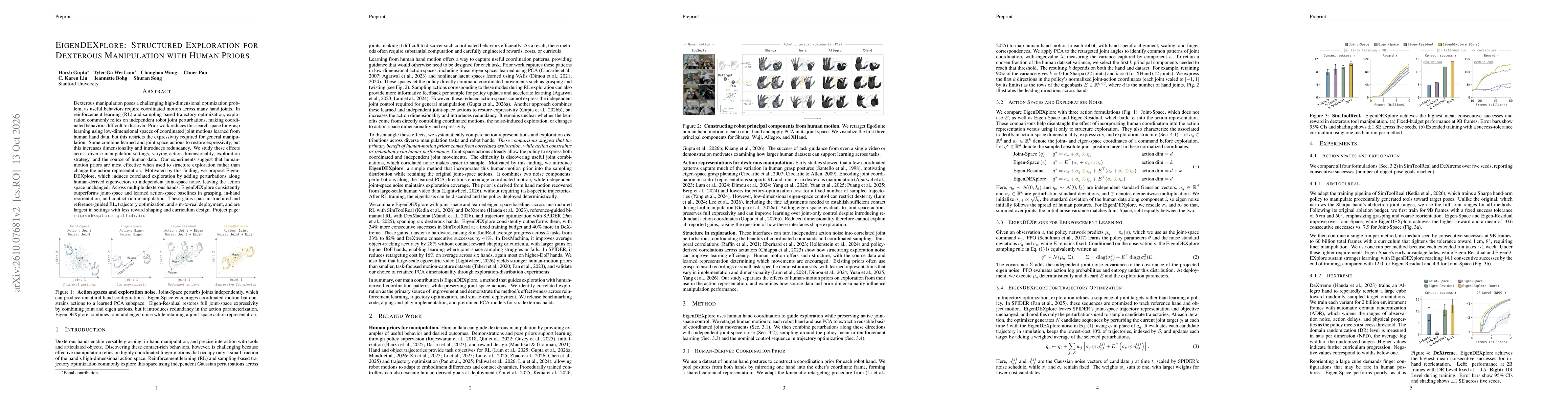 Thumbnail for EigenDEXplore: Structured Exploration for Dexterous Manipulation with Human Priors