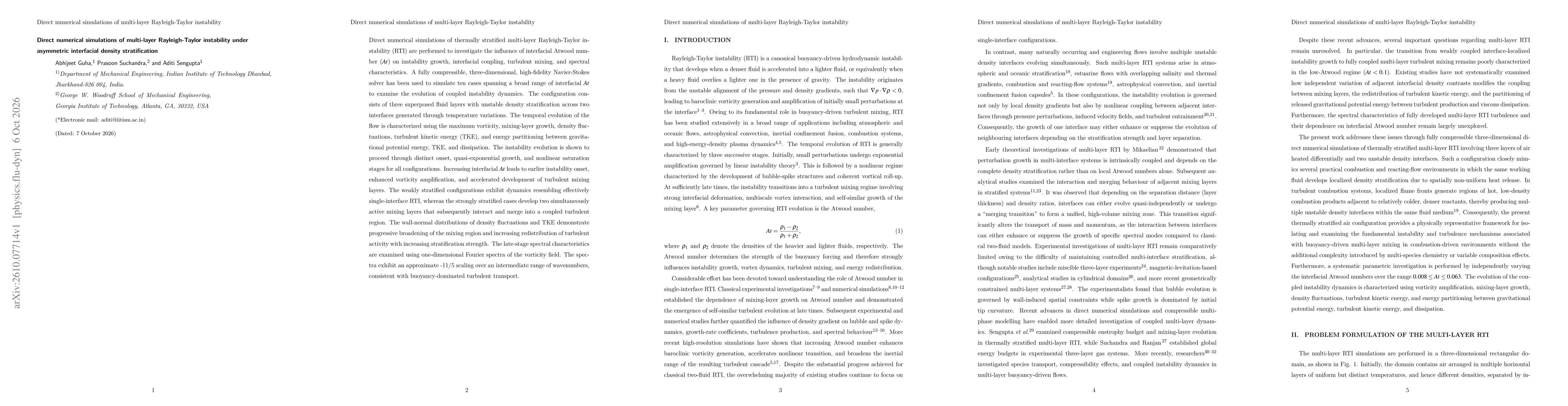 Thumbnail for Direct numerical simulations of multi-layer Rayleigh-Taylor instability under asymmetric interfacial density stratification