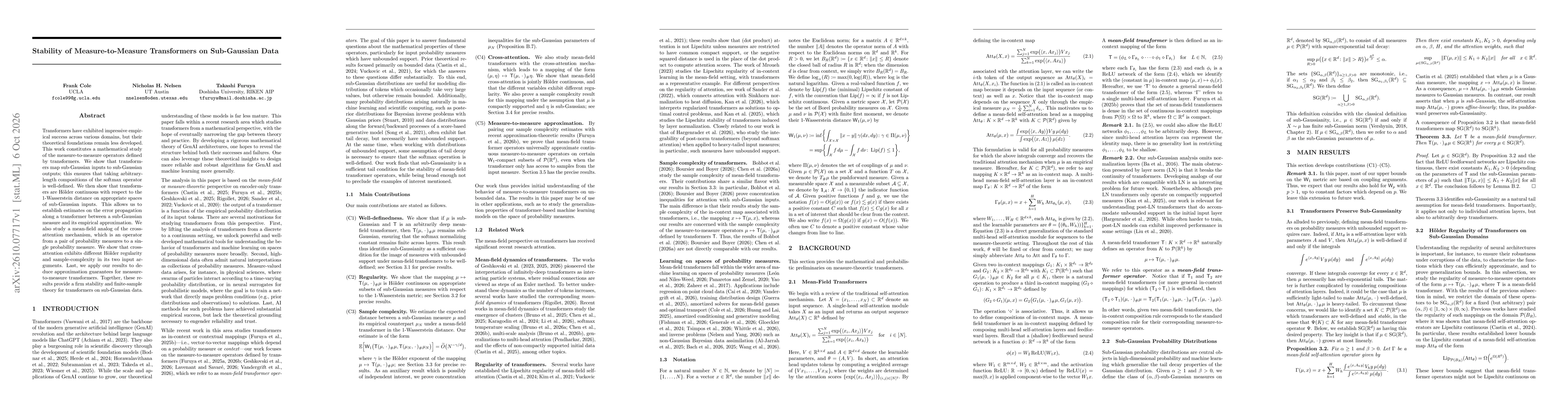 Thumbnail for Stability of Measure-to-Measure Transformers on Sub-Gaussian Data