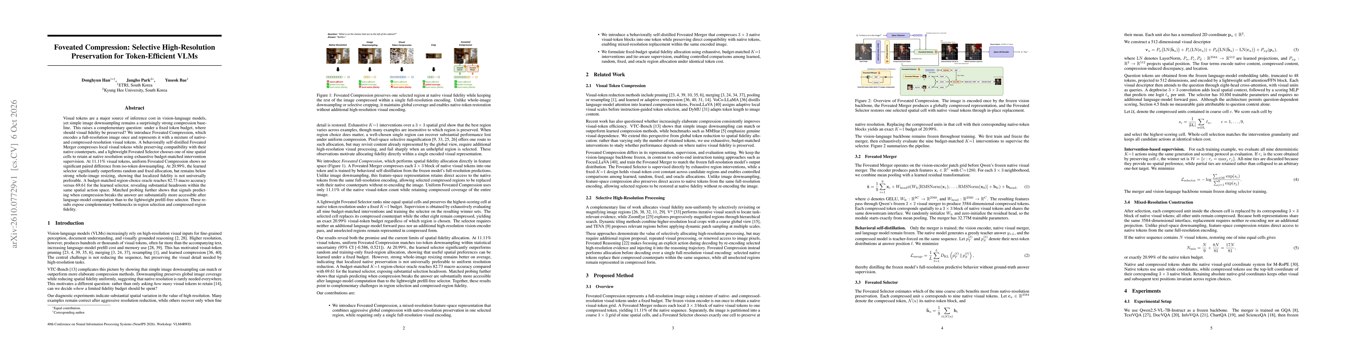 Thumbnail for Foveated Compression: Selective High-Resolution Preservation for Token-Efficient VLMs