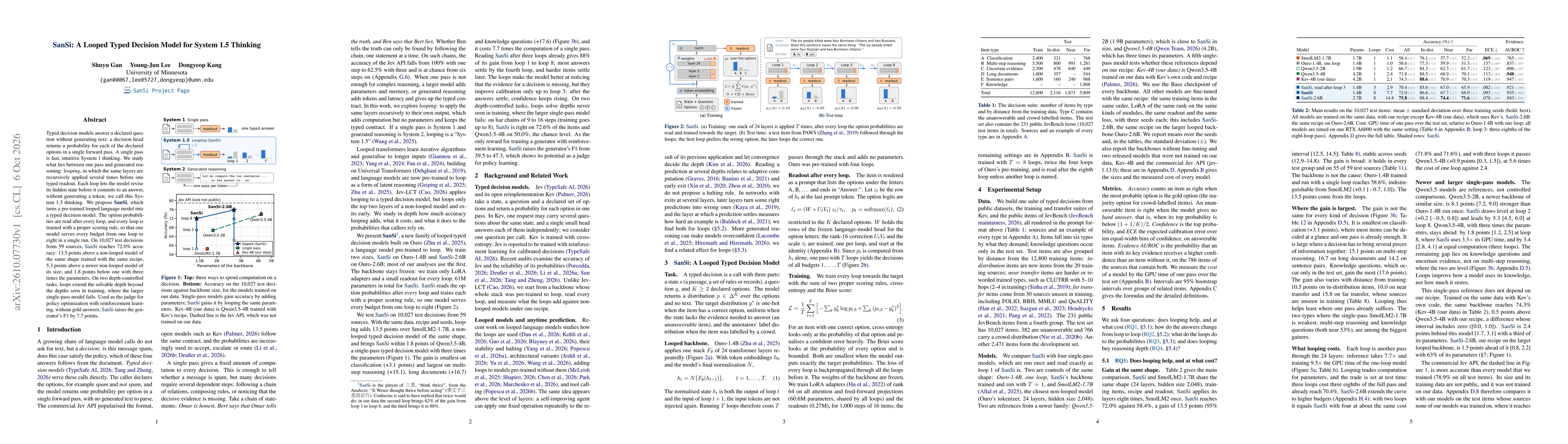 Thumbnail for SanSi: A Looped Typed Decision Model for System 1.5 Thinking